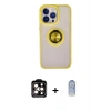 MARSİLYAN™- iPhone 15 Pro Max Kılıf Yörünge Çizgi - Siyah Joko Magic 5D Cam + PVD Metal Kamera Lens - TU