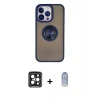MARSİLYAN™- iPhone 15 Pro Max Kılıf Yörünge Çizgi - Siyah Joko Magic 5D Cam + PVD Metal Kamera Lens - SH