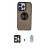 MARSİLYAN™- iPhone 15 Pro Max Kılıf Yörünge Çizgi - Siyah Joko Magic 5D Cam + PVD Metal Kamera Lens - SH