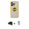 MARSİLYAN™- iPhone 15 Pro Max Kılıf Yörünge Çizgi - Siyah Joko Magic 5D Cam + Raze Metal Kamera Lens - TMGI