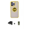 MARSİLYAN™- iPhone 15 Pro Max Kılıf Yörünge Çizgi - Siyah Joko Magic 5D Hayalet Cam + Raze Metal Kamera Lens - GS