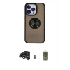 MARSİLYAN™- iPhone 15 Pro Max Kılıf Yörünge Çizgi - Siyah Joko Magic 5D Hayalet Cam + Raze Metal Kamera Lens - GS