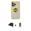 MARSİLYAN™- iPhone 15 Pro Max Kılıf Yörünge Çizgi - Siyah Joko Magic 5D Hayalet Cam + Raze Metal Kamera Lens - LT