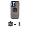 MARSİLYAN™- iPhone 15 Pro Max Kılıf Yörünge Çizgi - Siyah Joko Magic 5D Hayalet Cam + PVD Metal Kamera Lens - TU