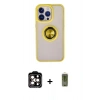MARSİLYAN™- iPhone 15 Pro Max Kılıf Yörünge Çizgi - Siyah Joko Magic 5D Hayalet Cam + PVD Metal Kamera Lens - TU