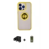 MARSİLYAN™- iPhone 15 Pro Max Kılıf Yörünge Çizgi - Siyah Joko Magic 5D Hayalet Cam + Raze Metal Kamera Lens - SH