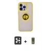 MARSİLYAN™- iPhone 15 Pro Max Kılıf Yörünge Çizgi - Siyah Joko Magic 5D Hayalet Cam + PVD Metal Kamera Lens - SH