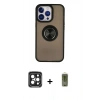 MARSİLYAN™- iPhone 15 Pro Max Kılıf Yörünge Çizgi - Siyah Joko Magic 5D Hayalet Cam + PVD Metal Kamera Lens - SH