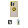 MARSİLYAN™- iPhone 15 Pro Max Kılıf Yörünge Çizgi - Siyah Polymer Nano Ekran Koruyucu + PVD Metal Kamera Lens - GI