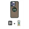 MARSİLYAN™- iPhone 15 Pro Max Kılıf Yörünge Çizgi - Siyah Polymer Nano Ekran Koruyucu + PVD Metal Kamera Lens - GI