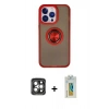 MARSİLYAN™- iPhone 15 Pro Max Kılıf Yörünge Çizgi - Siyah Polymer Nano Ekran Koruyucu + PVD Metal Kamera Lens - GI