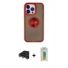 MARSİLYAN™- iPhone 15 Pro Max Kılıf Yörünge Çizgi - Siyah Polymer Nano Ekran Koruyucu + Raze Metal Kamera Lens - TMGI
