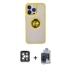 MARSİLYAN™- iPhone 15 Pro Max Kılıf Yörünge Çizgi - Siyah Vanessa Magic Cam + PVD Metal Kamera Lens - GI