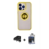 MARSİLYAN™- iPhone 15 Pro Max Kılıf Yörünge Çizgi - Siyah Vanessa Magic Cam + Gümüş Raze Metal Kamera Lens