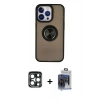 MARSİLYAN™- iPhone 15 Pro Max Kılıf Yörünge Çizgi - Siyah Vanessa Magic Cam + PVD Metal Kamera Lens - LT