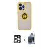 MARSİLYAN™- iPhone 15 Pro Max Kılıf Yörünge Çizgi - Siyah Vanessa Magic Cam + PVD Metal Kamera Lens - LT