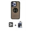 MARSİLYAN™- iPhone 15 Pro Max Kılıf Yörünge Çizgi - Siyah Vanessa Magic Cam + PVD Metal Kamera Lens - GI