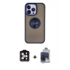 MARSİLYAN™- iPhone 15 Pro Max Kılıf Yörünge Çizgi - Siyah Vanessa Magic Cam + PVD Metal Kamera Lens - TU
