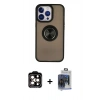 MARSİLYAN™- iPhone 15 Pro Max Kılıf Yörünge Çizgi - Siyah Vanessa Magic Cam + PVD Metal Kamera Lens - TU