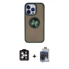 MARSİLYAN™- iPhone 15 Pro Max Kılıf Yörünge Çizgi - Siyah Vanessa Magic Cam + PVD Metal Kamera Lens - TU