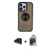 MARSİLYAN™- iPhone 15 Pro Max Kılıf Yörünge Çizgi - Siyah Vanessa Magic Cam + Raze Metal Kamera Lens - TMGI