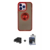 MARSİLYAN™- iPhone 15 Pro Max Kılıf Yörünge Çizgi - Siyah Vanessa Magic Cam + Raze Metal Kamera Lens - TMGI
