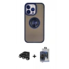 MARSİLYAN™- iPhone 15 Pro Max Kılıf Yörünge Çizgi - Siyah Vanessa Magic Cam + Raze Metal Kamera Lens - TMGI