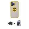 MARSİLYAN™- iPhone 15 Pro Max Kılıf Yörünge Çizgi - Siyah Vanessa Magic Cam + Raze Metal Kamera Lens - TMGI