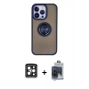 MARSİLYAN™- iPhone 15 Pro Max Kılıf Yörünge Çizgi - Siyah Vanessa Magic Cam + PVD Metal Kamera Lens - SH