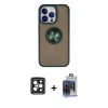 MARSİLYAN™- iPhone 15 Pro Max Kılıf Yörünge Çizgi - Siyah Vanessa Magic Cam + PVD Metal Kamera Lens - SH