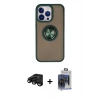 MARSİLYAN™- iPhone 15 Pro Max Kılıf Yörünge Çizgi - Siyah Vanessa Magic Cam + Raze Metal Kamera Lens - SH