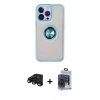 MARSİLYAN™- iPhone 15 Pro Max Kılıf Yörünge Çizgi - Siyah Vanessa Magic Cam + Raze Metal Kamera Lens - SH