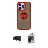 MARSİLYAN™- iPhone 15 Pro Max Kılıf Yörünge Çizgi - Siyah Vanessa Magic Cam + Raze Metal Kamera Lens - SH