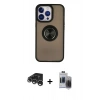 MARSİLYAN™- iPhone 15 Pro Max Kılıf Yörünge Çizgi - Siyah Vanessa Magic Hayalet Cam + Raze Metal Kamera Lens - GS