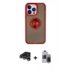 MARSİLYAN™- iPhone 15 Pro Max Kılıf Yörünge Çizgi - Siyah Vanessa Magic Hayalet Cam + Raze Metal Kamera Lens - GS