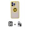 MARSİLYAN™- iPhone 15 Pro Max Kılıf Yörünge Çizgi - Siyah Vanessa Magic Hayalet Cam + PVD Metal Kamera Lens - LT
