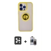 MARSİLYAN™- iPhone 15 Pro Max Kılıf Yörünge Çizgi - Siyah Vanessa Magic Hayalet Cam + PVD Metal Kamera Lens - SH