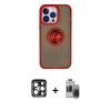 MARSİLYAN™- iPhone 15 Pro Max Kılıf Yörünge Çizgi - Siyah Vanessa Magic Hayalet Cam + PVD Metal Kamera Lens - LT