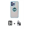 MARSİLYAN™- iPhone 15 Pro Max Kılıf Yörünge Çizgi - Siyah Vanessa Magic Hayalet Cam + PVD Metal Kamera Lens - LT
