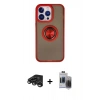 MARSİLYAN™- iPhone 15 Pro Max Kılıf Yörünge Çizgi - Siyah Vanessa Magic Hayalet Cam + Raze Metal Kamera Lens - TMGI
