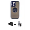 MARSİLYAN™- iPhone 15 Pro Max Kılıf Yörünge Çizgi - Siyah Vanessa Magic Hayalet Cam + Raze Metal Kamera Lens - SH