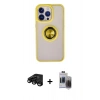 MARSİLYAN™- iPhone 15 Pro Max Kılıf Yörünge Çizgi - Siyah Vanessa Magic Hayalet Cam + Raze Metal Kamera Lens - SH
