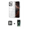 MARSİLYAN™- iPhone 15 Pro Max Kılıf Yörünge Form - Şeffaf 360 Full Body Arka Koruyucu + PVD Metal Kamera Lens - GI