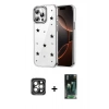 MARSİLYAN™- iPhone 15 Pro Max Kılıf Yörünge Form - Şeffaf 360 Full Body Arka Koruyucu + PVD Metal Kamera Lens - GI