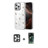 MARSİLYAN™- iPhone 15 Pro Max Kılıf Yörünge Form - Şeffaf 360 Full Body Arka Koruyucu + PVD Metal Kamera Lens - LT
