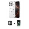 MARSİLYAN™- iPhone 15 Pro Max Kılıf Yörünge Form - Şeffaf 360 Full Body Arka Koruyucu + PVD Metal Kamera Lens - GI