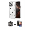 MARSİLYAN™- iPhone 15 Pro Max Kılıf Yörünge Form - Siyah 3D Antistatik Mat Seramik Nano Ekran Koruyucu + PVD Metal Kamera Lens - TU