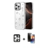 MARSİLYAN™- iPhone 15 Pro Max Kılıf Yörünge Form - Siyah 3D Antistatik Mat Seramik Nano Ekran Koruyucu + PVD Metal Kamera Lens - GS
