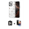 MARSİLYAN™- iPhone 15 Pro Max Kılıf Yörünge Form - Siyah 3D Antistatik Mat Seramik Nano Ekran Koruyucu + PVD Metal Kamera Lens - TU