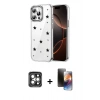 MARSİLYAN™- iPhone 15 Pro Max Kılıf Yörünge Form - Siyah 3D Antistatik Mat Seramik Nano Ekran Koruyucu + PVD Metal Kamera Lens - GI